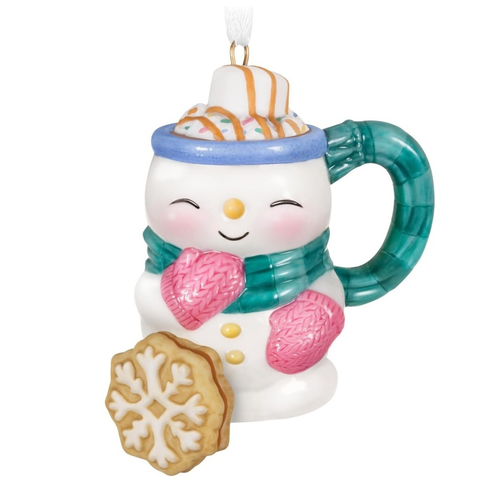Hallmark Keepsake  Cup of Cozy Snowman Mug Porcelain Christmas Ornament